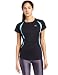 Mizuno Women's Rider Tee (Black-Blue Atoll, Large)