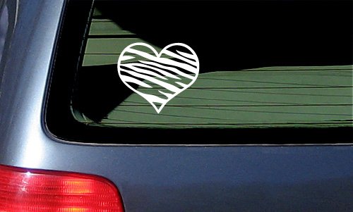 Zebra Print Heart Car Decal Vinyl Sticker