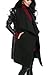 ACEVOG Women Faux Leather Patchwork Long Sleeve Wide Lapel Wool Blend Long Coat