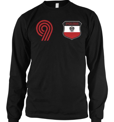 Polska Crest International Retro Soccer Mens Thermal Shirt, Poland National Pride Mens Long Sleeve Thermal Shirt