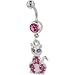 siamese16 - Belly Navel Rings Pink Crystal Siamese Cat Dangle