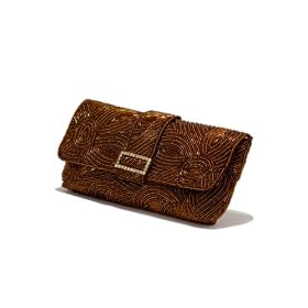 Bronze Beaded Evening Bag-Beaded Clutch Purse