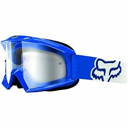 Fox Racing Main Race Youth Boys Dirt Bike Motorcycle Goggles Eyewear w/ Free B&F Heart Sticker Bundle - Blue/Clear