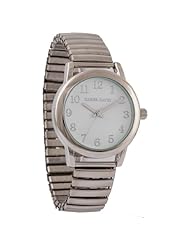 Daniel David Womens DD12202 - Dress Watch - Silver-Tone Expandable Bracelet & White Round Dial