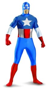 Marvel Captain America Bodysuit Costume, Red/White/Blue, Medium