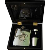 Horse and Jockey 6oz Stainless Steel Hip Flask - Gift Set  from 6oz Hip Flask Gift Set
