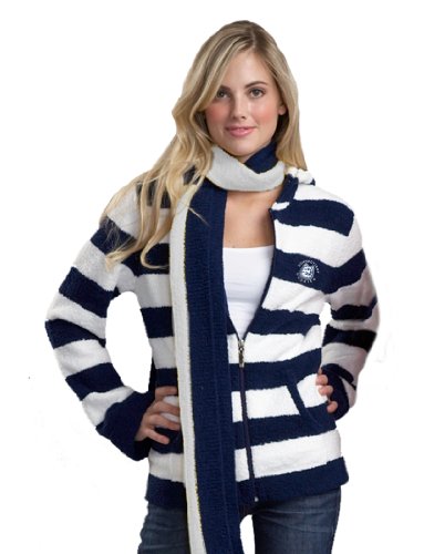 NCAA University of Connecticut Kashwere U Rugby Striped Hoodie (Navy/White, Medium/4-6)