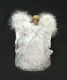 12 White & Silver Animated Fiber Optic Angel Christmas Tree Topper
