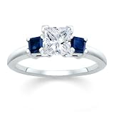 1.50 CT PRINCESS DIAMOND W PRINCESS BLUE SAPPHIRE RING 18K