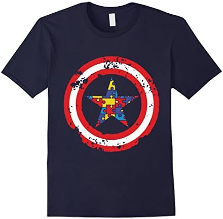 Men's Autism Awareness T-shirt Captain Autism T-shirt 2XL Navy