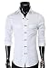 Doublju Mens slim Fit Half Tie Shirts White L (328)