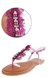 Bella90 Jeweled Peacock T-Strap Sandals FUCHSIA