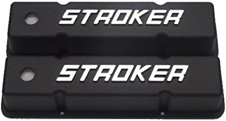 Small Block Chevy Tall Raised Letter Stroker Black Valve Covers