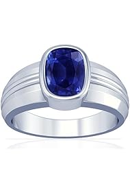14K White Gold Cushion Cut Blue Sapphire Solitaire Ring