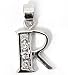 Silver Block Initial Pendant with Cubic Zirconia, Size: 12mm