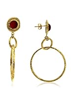 Etrusca Pendientes Stone Stud And Hoop Drop - Carnelian Dorado / Rojo