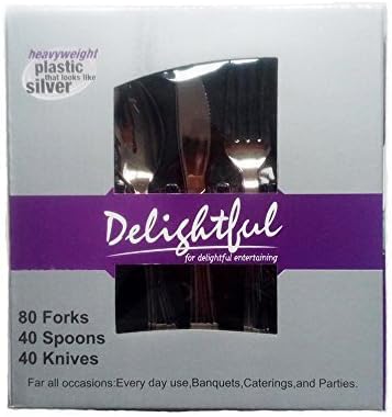 ADF Plastic Silverware, Looks Like Silver Cutlery Combo of 160Pieces Includes 80Forks, 40 Knives, 40 Spoons