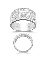 0.45 Cts Diamond accented Three Row Band in 18K White Gold