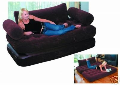 Flocked Top Twin Inflatable Sofa Airbed Mattress W/ electric air pump