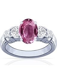 Platinum Oval Cut Pink Sapphire Ring With Sidestones