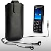 SONY ERICSSON CEDAR BLACK PU LEATHER POCKET POUCH COVER CASE WITH HEADSET BY CELLAPOD CASES