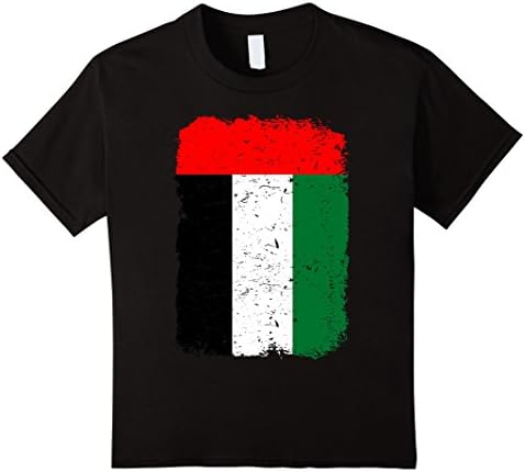 Kids United Arab Emirates UAE Flag Vintage Distressed Shirt 12 Black