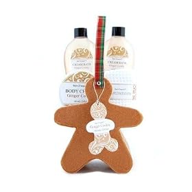 Gingerbread Cookie Scented Bath & Body Gift Set in Felt Gingerbread Man Shaped Tote - Great Holiday Gift Idea for Tweens, Teen Girls, Teachers, Co-Workers, School Friends, etc.