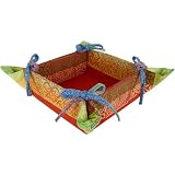 French Jacquard Vibrant woven napkin or bread rolls basket ~ choice of colors