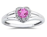 Heart Shaped Pink Topaz and Diamond Ring