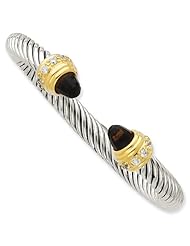 Sterling Silver Gold-plated Antique Cz Bangle, Best Quality Free Gift Box Satisfaction Guaranteed
