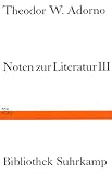 Noten zur Literatur III. - Theodor W. Adorno