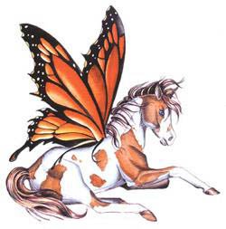 Cover image : Faery Foal Art Decal By Nene Thomas ～ Quality Vinyl Fantasy Art Sticker 'Pinto Pony Monarch Butterfly Fairy Sticker' by Nene Thomas