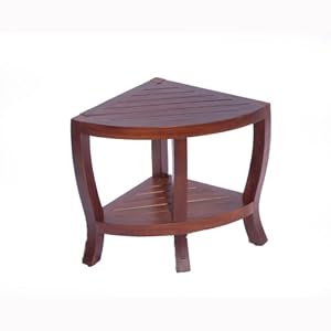 LiftAide Contemporary Teak Corner Shower Stool