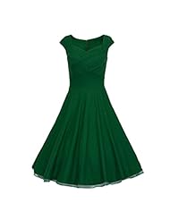 Dots Print  Cap Sleeves Sweetheart Cocktail Fit-and-Flare Pleated Vintage Ruched  Ball Gown Evening Dress/Prom Dress/Party Dress 