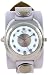 Disc Silver Vinyl Record Trendy Design Round Steel White Bubble Case Punk Music White Leather Band Wrist Watch