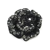 Swarovski Crystal Medium Black Diamond Rose Brooch/Pendant