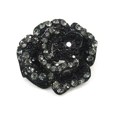 Swarovski Crystal Medium Black Diamond Rose Brooch/Pendant