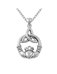 Oxidized Sterling Silver Trinity Claddagh Necklace