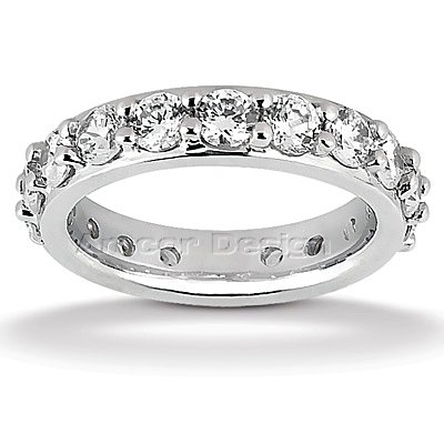 14K White Gold Round Cut Diamond Eternity Ring: Anniversary (1.75ct.tw, HI Color, SI2-3 Clarity)