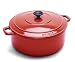 World Cuisine Round Enamel Cast Iron Dutch Oven 4 Quart with Lid, Red