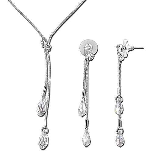 Qianse Y-type Necklace Earrings Jewelry Set, Made with SWAROVSKI Crystal*Bridal Women Fashion Jewelry