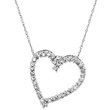 14K White Gold 1.5 Carat Diamond Heart Pendant w/ 18 Chain