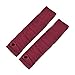 Women Ladies Dark Red Elastic Knitted Fingerless Thumbhole Arm Gloves Pair