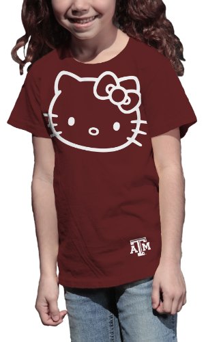 NCAA Texas A&M Aggies Hello Kitty Inverse Girls Crew Tee Shirt (Maroon, 6/7)