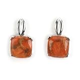Barse Sterling Silver Orange Sponge Coral Earrings