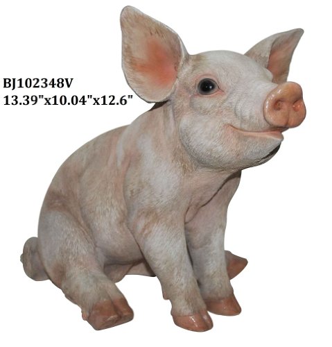 Outdoor Indoor Garden Patio Sitting Medium Pig Colored Animal Statue Sculpture 13