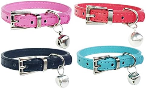 Adjustable Pu Leather Pet Collar Heart Cat Puppy Collar Comfortable Dog Collar XXS Xs (black, XXS)