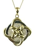9ct 2 Colour Gold Ladies Diamond Set Celtic Eternity Knotwork Pendant with 18 Curb Chain