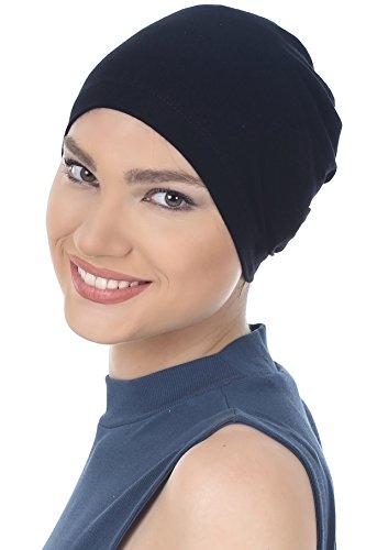 Essential Plain Unisex Cotton Cap for Chemo, Cancer, Hairloss (Black)