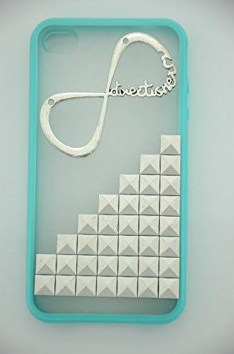Shapotkina One Direction Handmade Iphone 5C Case, Infinity Directioner Silver Pyramid Studded on Iphone 5C Transparent Apple Green Case +Westlinke Logo Stylus